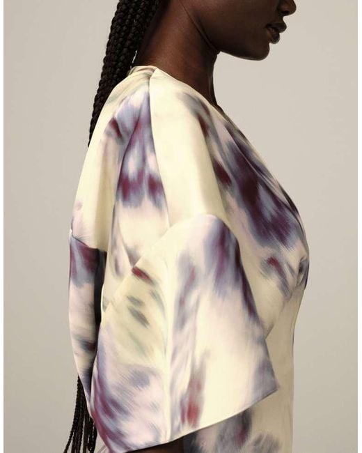 ARRANGE Natural Modern 30's Maxi Satin Dress With Shoulder Pad
