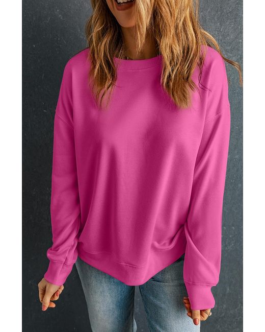Azura Exchange Relieved Fit Lange Mouwen Crewneck Sweatshirt in het Pink