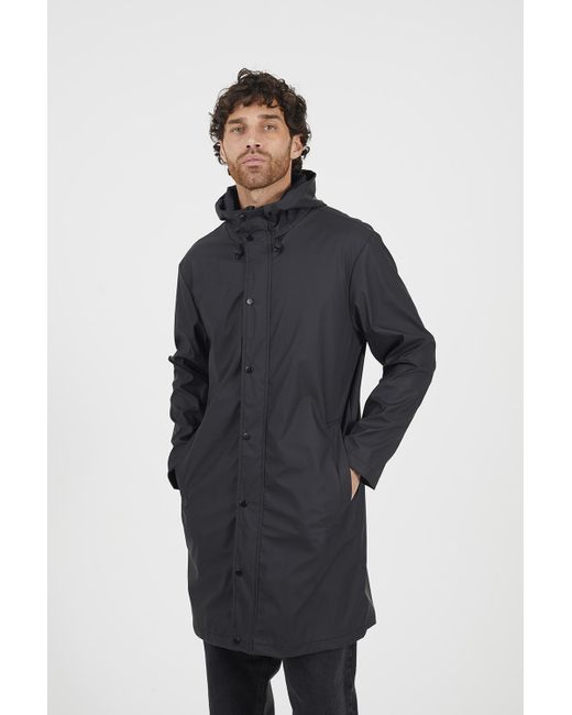 Brave Soul Blue Rubberised Hooded Parka Style Jacket for men