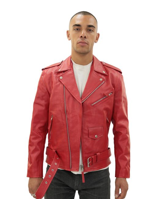 Infinity Leather Red Cow-Hide Brando Jacket -Venice for men