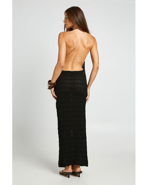 Boohoo Black Sheer Knit Halterneck Maxi Dress