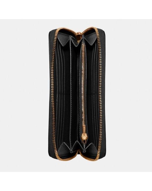 COACH Black Crossgrain Long Zip Around Wallet