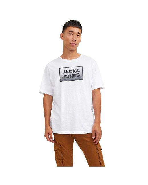 Jack & Jones White Round Neck T Shirt Short Sleeve for men