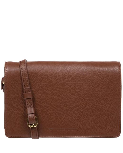 Pure Luxuries Brown Gwen' Dark Nappa Leather Cross Body Bag