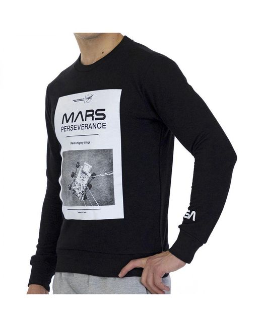 NASA Black Basic Long Sleeve And Round Collar Mars03S Sweatshirt for men