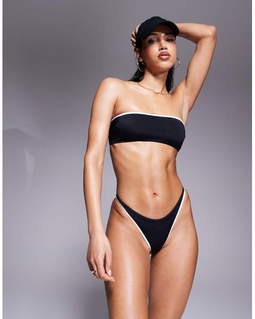 ASOS Blue Contrast Binding Bandeau Bikini Top