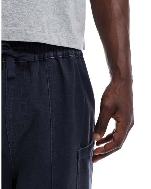 ASOS Blue Long Length Canvas Cargo Shorts for men