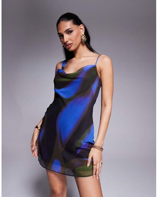 ASOS Blue Cami Chiffon Mini Dress