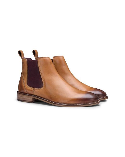 London Brogues Brown Leather Classic Chelsea Boots for men