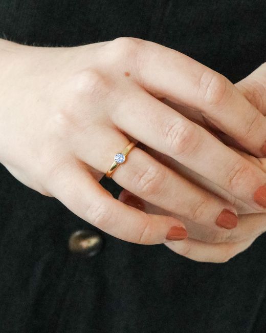 The Jewellery Stockroom Metallic Plated Birthstone Cz Rubover Ring
