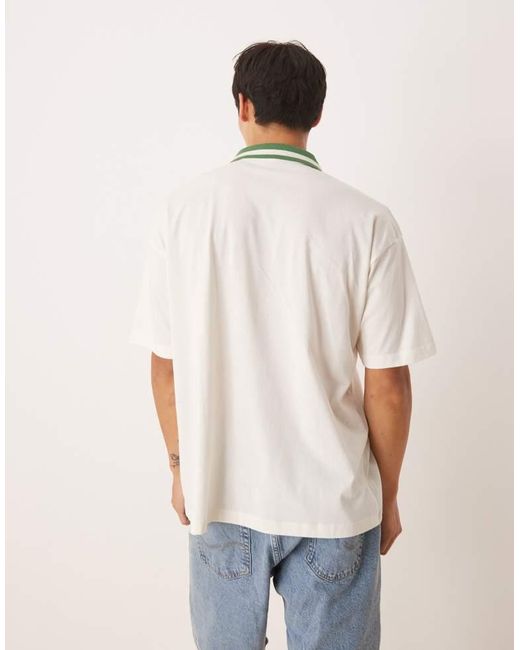 ASOS White Oversized Polo With City Print for men