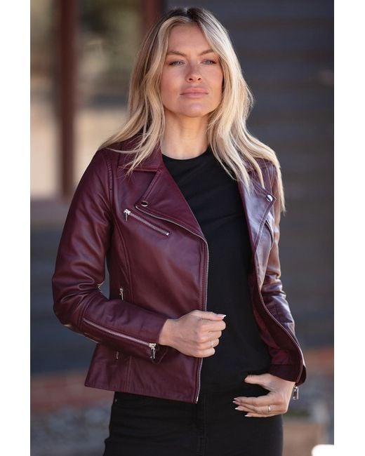 Ashwood Leather Purple 'Giulia' Ladies Veg Tanned Biker Jacket