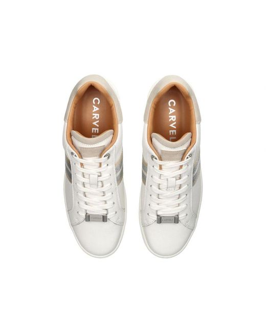 Carvela Kurt Geiger White Connected Stripe-trim Leather Low-top Trainers
