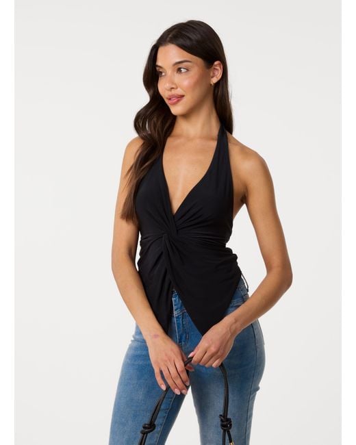 Pink Vanilla Blue Ring Back Slinky Halter Top