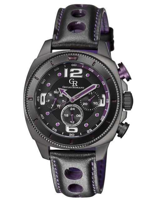Giulio Romano Black Pescara Watch Leather for men