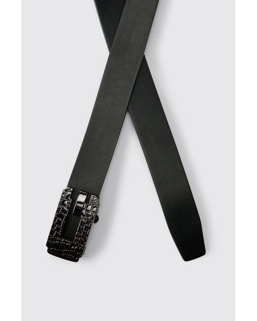 BoohooMAN Black Pu Weaved Belt for men