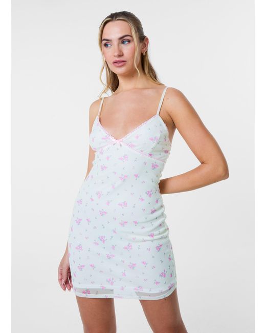 Pink Vanilla White Ditsy Print Cami Mini Dress