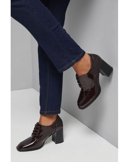 Wallis Blue Dante Lace Up High Block Heeled Loafers