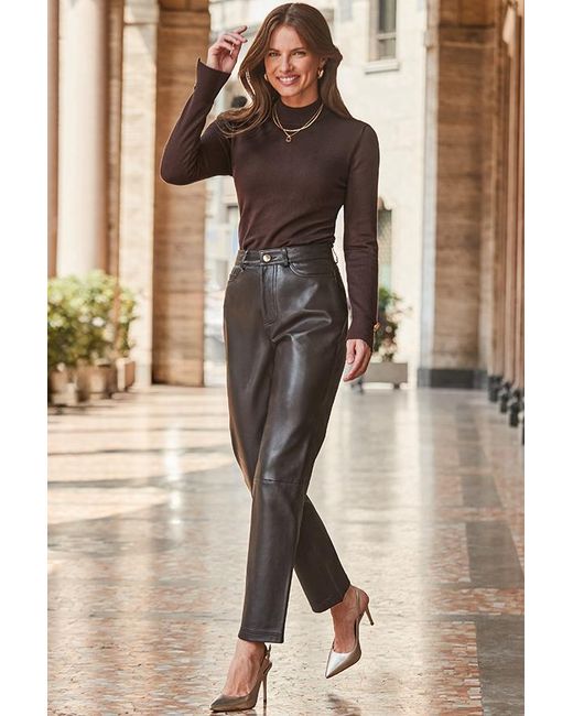Sosandar Brown Chocolate Detail Split Cuff Jumper