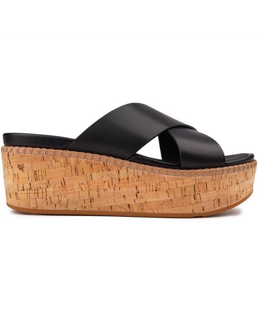 Fitflop Black Eloise Wedge Cross Sandals