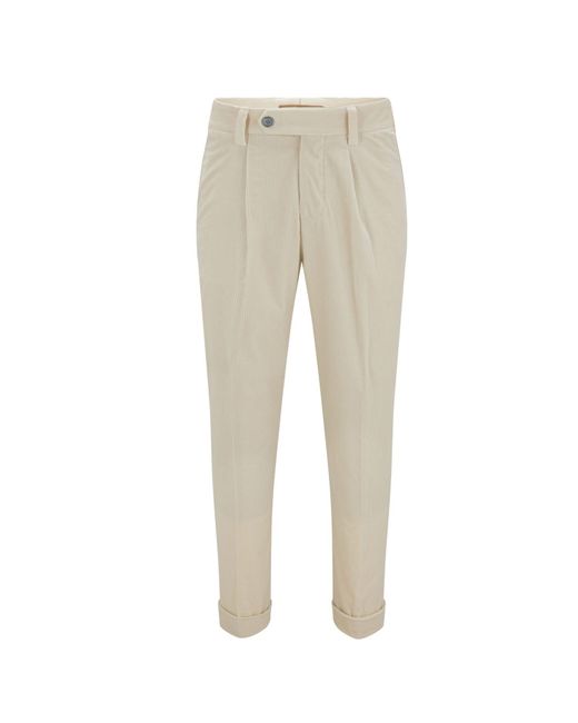 Boss Natural H-Perin Pleat Trousers for men