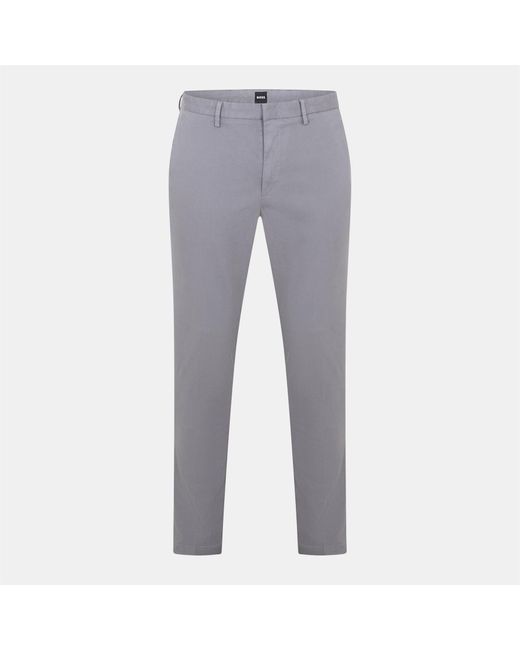 Boss Gray Kaito3 Solid Patterned Straight Chinos for men