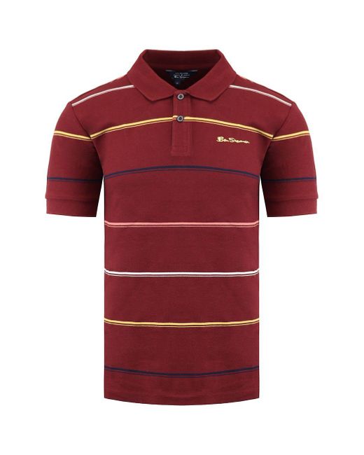 Ben Sherman Red Stripped Polo Shirt for men