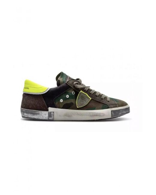 Philippe Model Green Army Fabric Sneaker for men