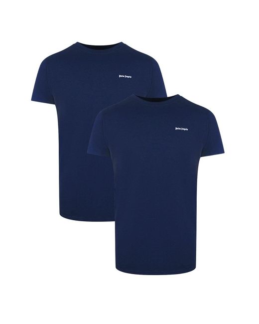 Palm Angels Blue Two-Pack Classic Logo T-Shirts Cotton for men