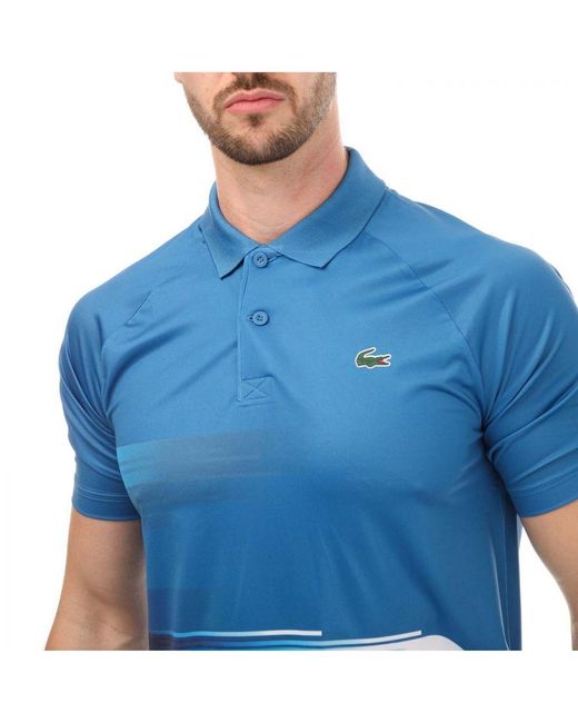 Lacoste Sport Novak Djokovic Print Stretch Poloshirt In Blauw in het Blue voor heren