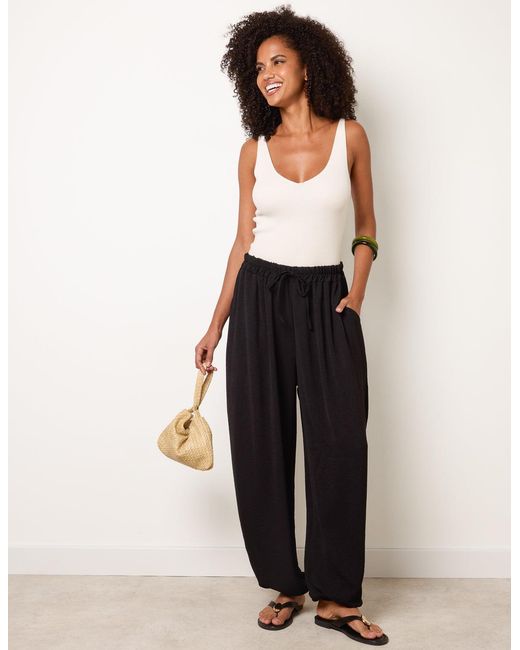Blue Vanilla Black Harem Drawstring Waist Balloon Trousers