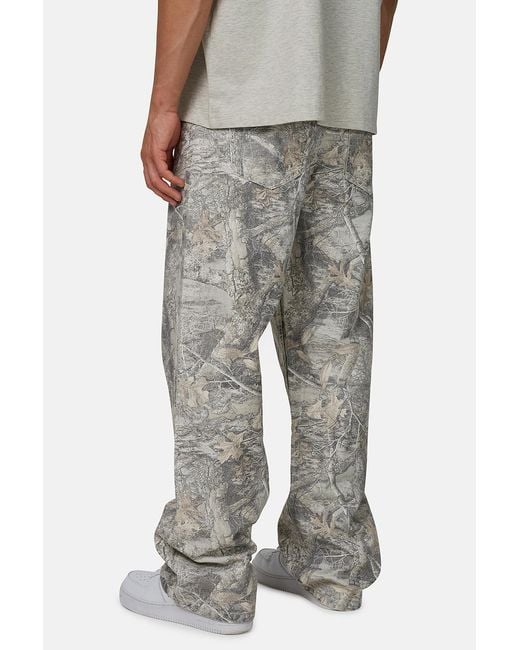 Good For Nothing Gray Baggy Woodland Camo Denim Jeans for men