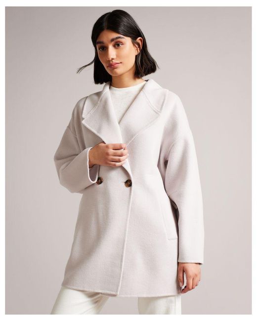 Ted Baker Natural Caysa Cocoon Coat With Oversized Collar