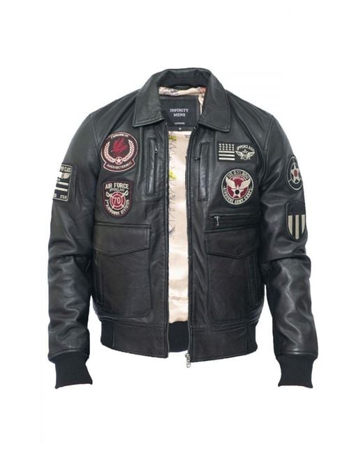 Infinity Leather Gray Air Force Bomber Jacket for men