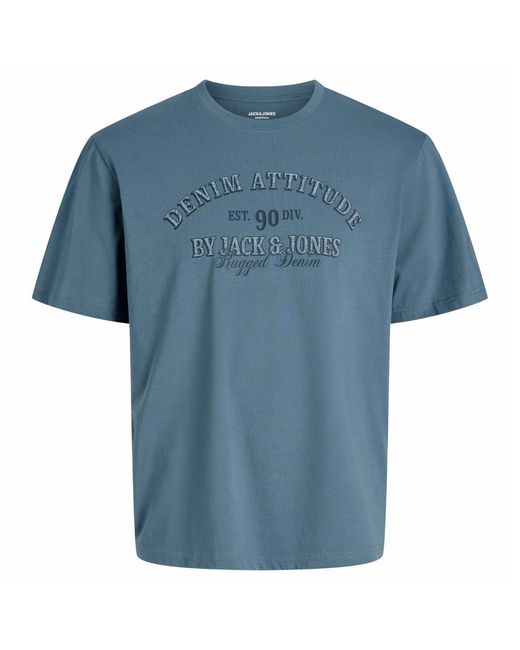 Jack & Jones Blue Graphic T Shirt Round Neck Tee Plus Size for men