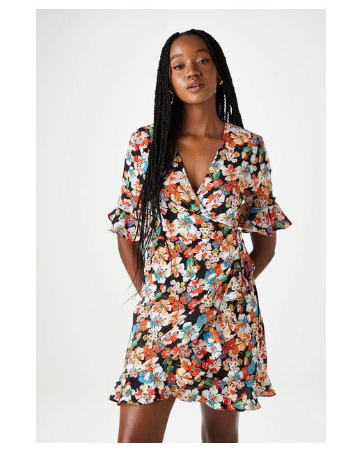 Urban Bliss White Floral Wrap Dress