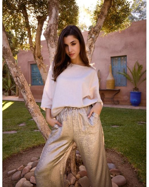 Blue Vanilla Multicolor Shimmer Wide Leg Trousers