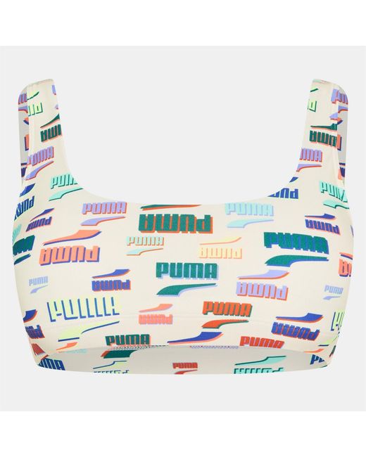 PUMA Blue Logo Print Bikini Top