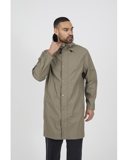 Brave Soul Green Rubberised Hooded Parka Style Jacket for men