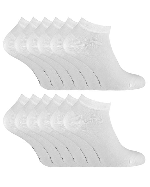 Sock Snob White 12 Pair Multipack Bamboo Trainer Socks for men