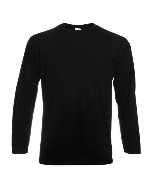 Fruit Of The Loom Black Valueweight Crew Neck Long Sleeve T-Shirt for men