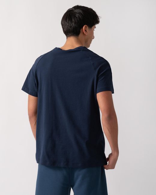 Boss Blue Crew Neck Logo Detail T-Shirt for men