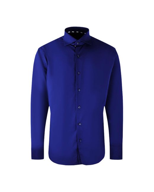 Aquascutum Blue Plain Branded Logo Long Sleeve Dark Shirt Cotton for men