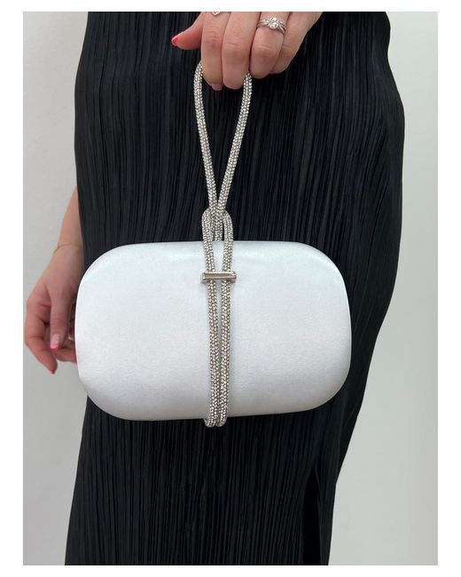 SVNX Black Clutch Bag With Crystal Stap Handle