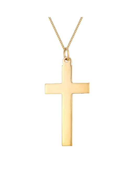 The Jewellery Stockroom Metallic Rolled Large Plain Cross Pendant Necklace Plated