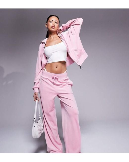 Juicy Couture Pink Velour Wide Leg Joggers