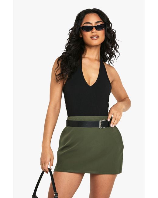 Boohoo Green Basic Woven Mini Skirt