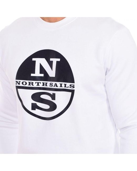North Sails White Long-Sleeved Crew-Neck Sweatshirt 9024130 for men