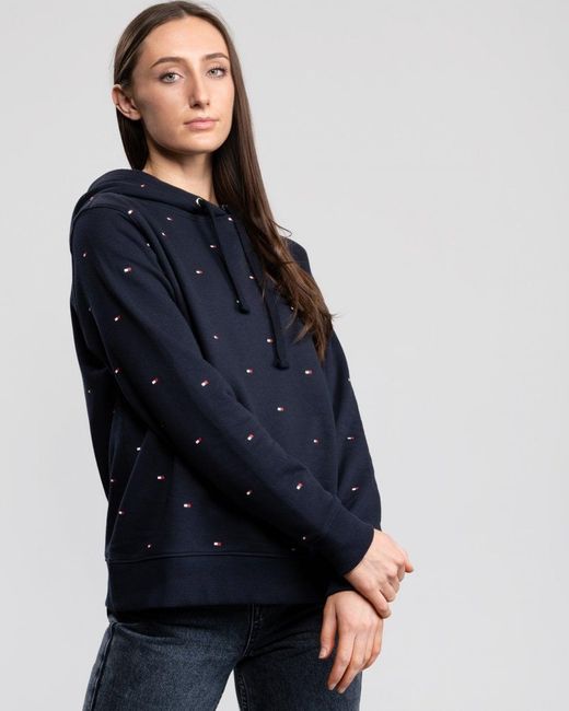 Tommy Hilfiger Blue Regular Printed Flag Hoodie