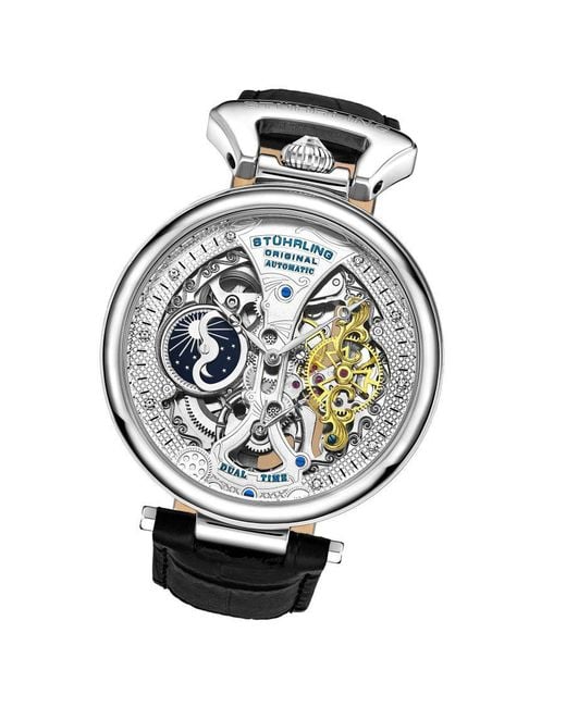 Stuhrling Gray Emperor's Grand Dt Automatic 46Mm Skeleton for men